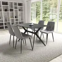 Tarsus Ceramic Dining Table with 4 Vestal Chairs - Grey