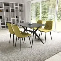 Tarsus Ceramic Dining Table with 4 Vestal Chairs - Yellow