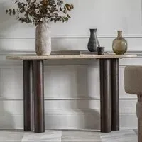 Tartu Console Table - Travertine, Mango Wood