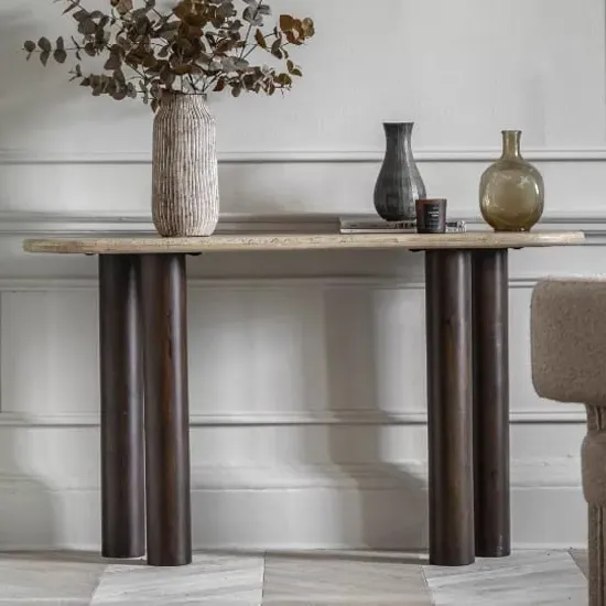 Tartu Console Table - Travertine, Mango Wood