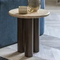 Tartu Side Table - Travertine, Mango Wood
