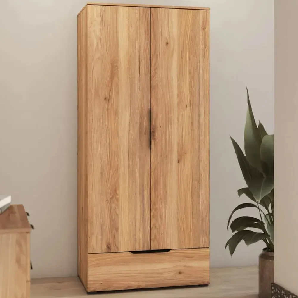 Tarzana 2-Door Wardrobe with Drawer - Mauvella Oak image