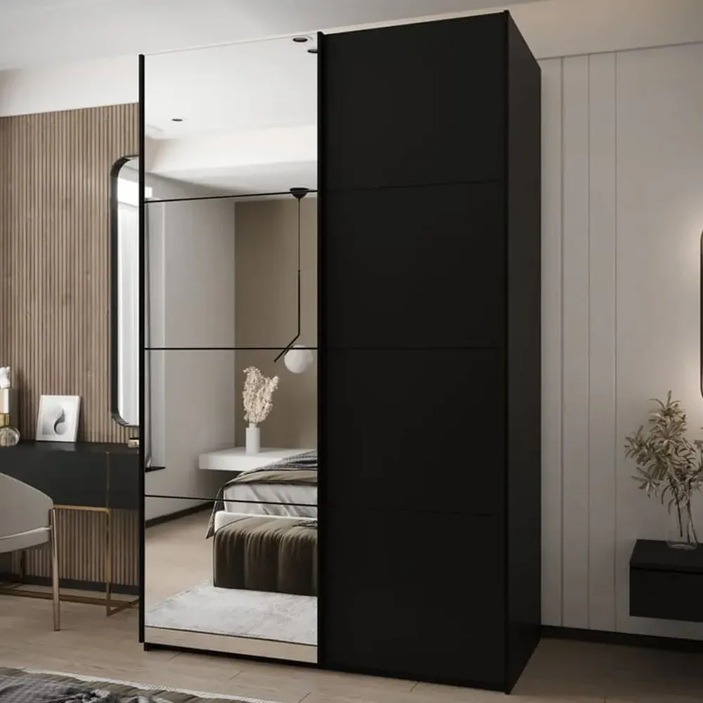 Tarzana III Wardrobe with 2 Sliding Doors - Black