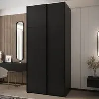 Tarzana Wardrobe with Sliding Doors - Black, Laminated Board