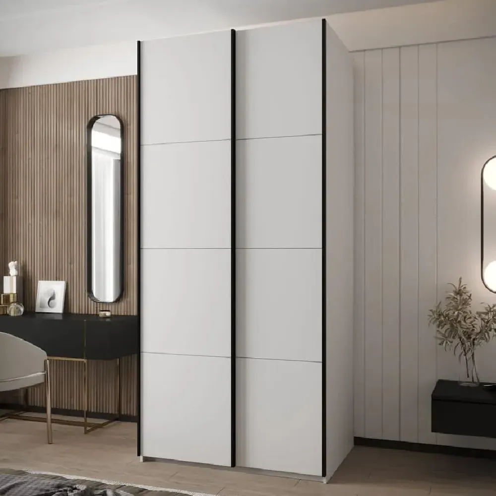 Tarzana Wardrobe with Sliding Doors - White, Laminated Board