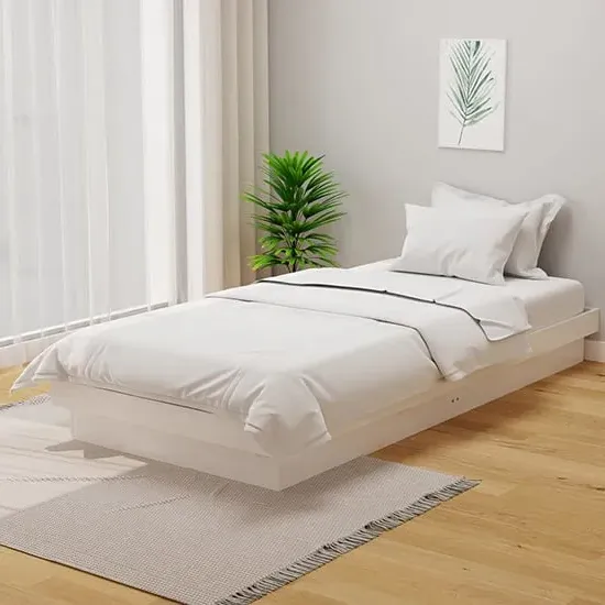 Tassilo Single Bed Frame - White, Solid Pinewood