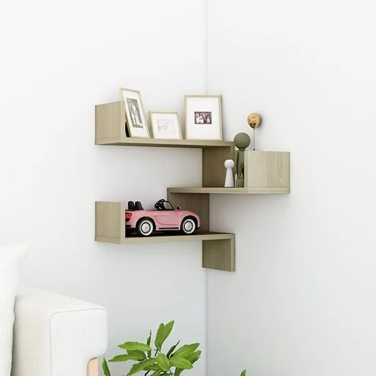 Tasya Corner Wall Shelf - Sonoma Oak, Engineered Wood