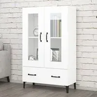 Taszi Highboard with 2 Doors 1 Drawer - White, Engineered Wood