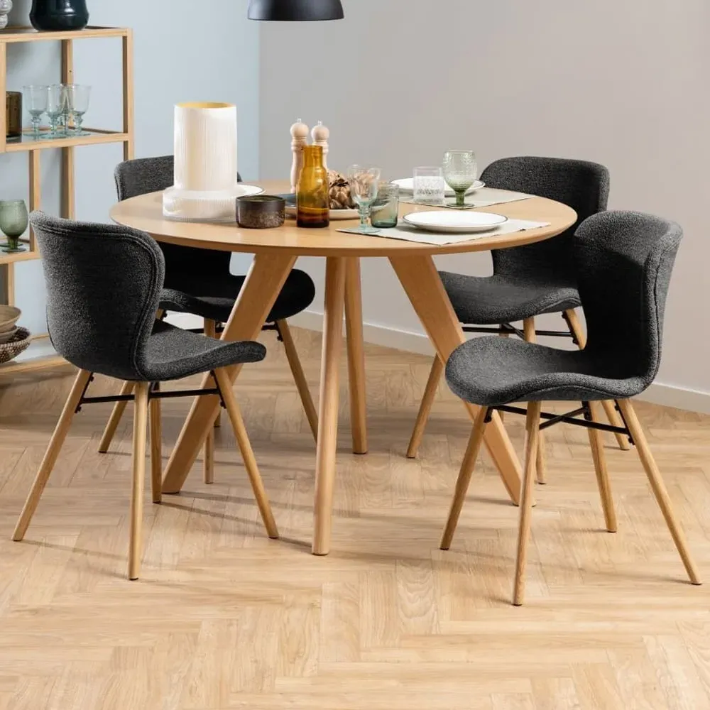 Taunton Dining Table with 4 Bangor Chairs - Grey, Oak