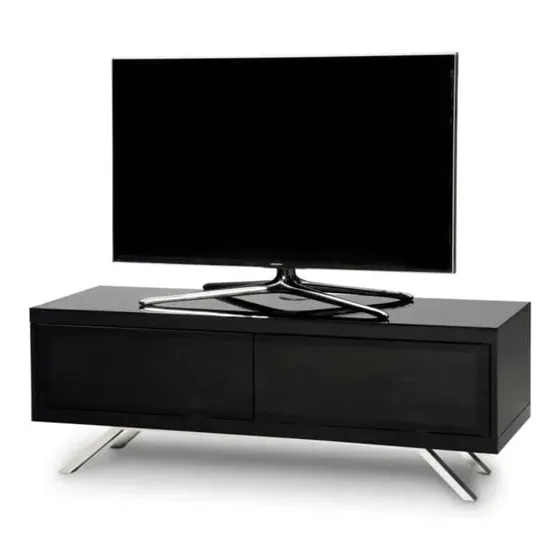 Tavin TV Stand with Storage - Black, Glass image