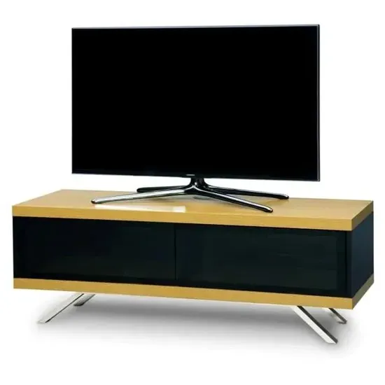 Tavin TV Stand with Storage - Oak, Glass