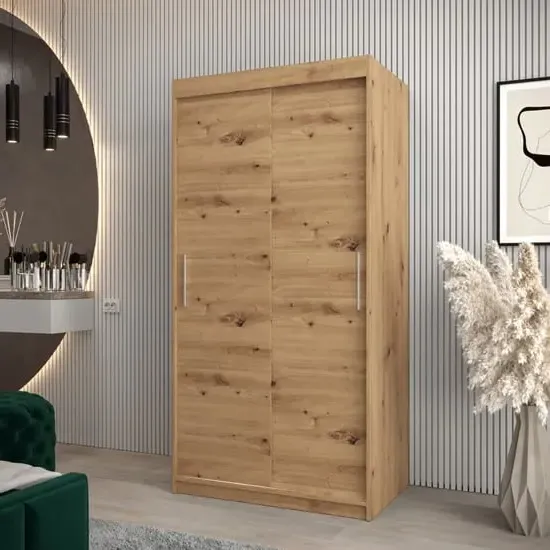 Tavira 2-Door Sliding Wardrobe - Artisan Oak image