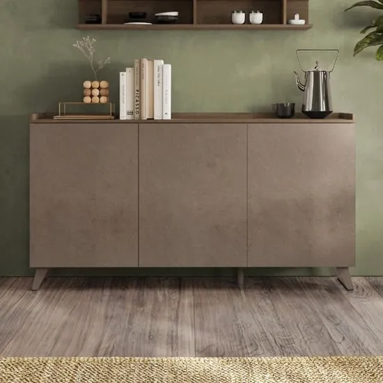 Tavira 3 Door Sideboard - Dark Oak, Bronze