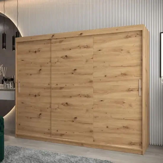 Tavira 3-Door Sliding Wardrobe - Artisan Oak