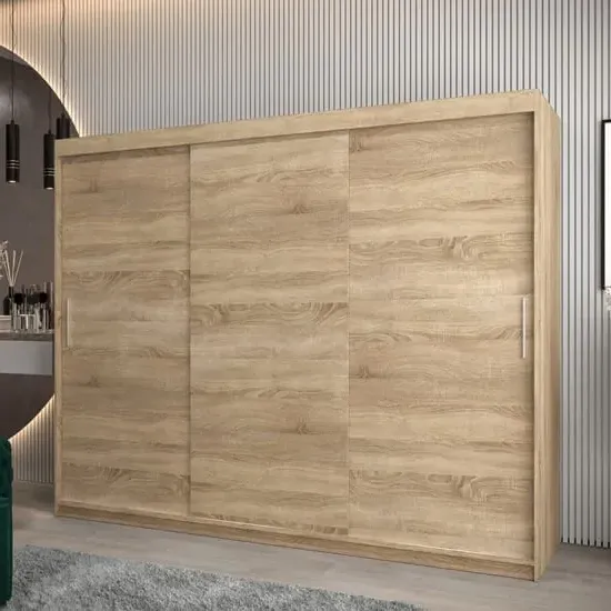 Tavira 3-Door Sliding Wardrobe - Sonoma Oak