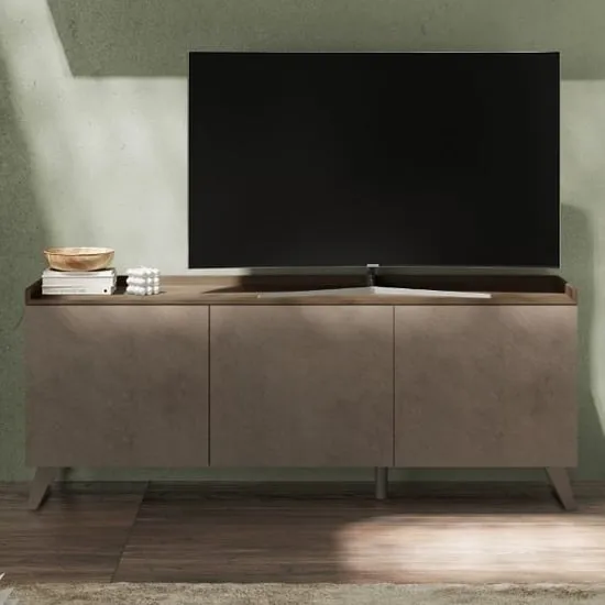 Tavira 3 Door TV Stand - Dark Oak, Bronze