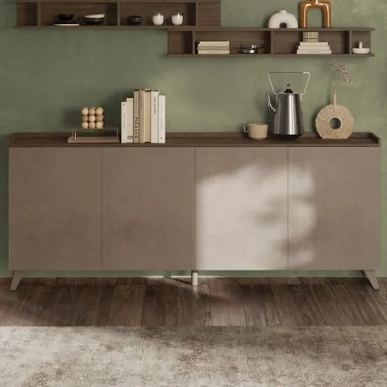 Tavira 4 Door Sideboard - Dark Oak, Bronze