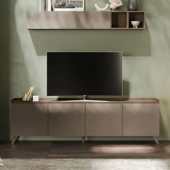 Tavira 4 Door TV Stand - Dark Oak, Bronze