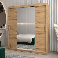 Tavira I Mirrored Wardrobe 2 Sliding Doors - Artisan Oak