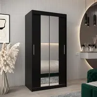 Tavira I Mirrored Wardrobe 2 Sliding Doors - Black