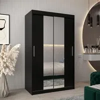 Tavira I Mirrored Wardrobe 2 Sliding Doors - Black