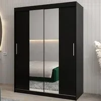 Tavira I Mirrored Wardrobe 2 Sliding Doors - Black