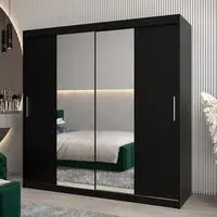 Tavira I Mirrored Wardrobe 2 Sliding Doors - Black