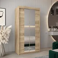 Tavira I Mirrored Wardrobe 2 Sliding Doors - Sonoma Oak