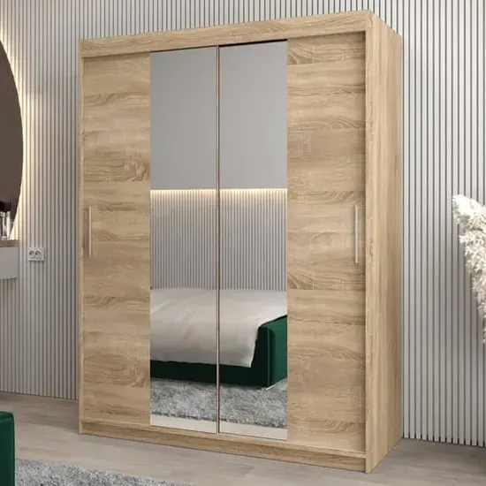Tavira I Mirrored Wardrobe 2 Sliding Doors - Sonoma Oak