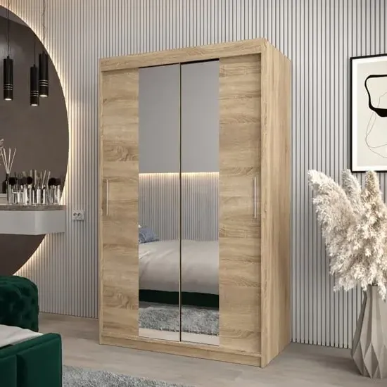 Tavira I Mirrored Wardrobe 2 Sliding Doors - Sonoma Oak