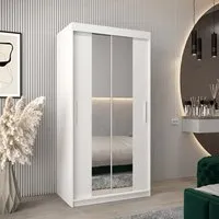 Tavira I Mirrored Wardrobe 2 Sliding Doors - White