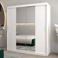 Tavira I Mirrored Wardrobe 2 Sliding Doors - White