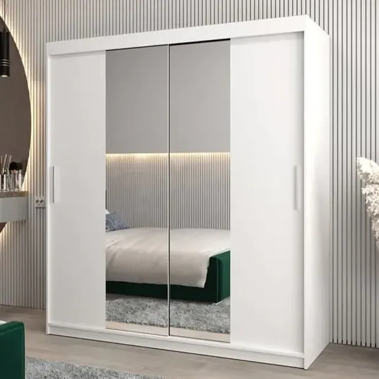 Tavira I Mirrored Wardrobe 2 Sliding Doors - White