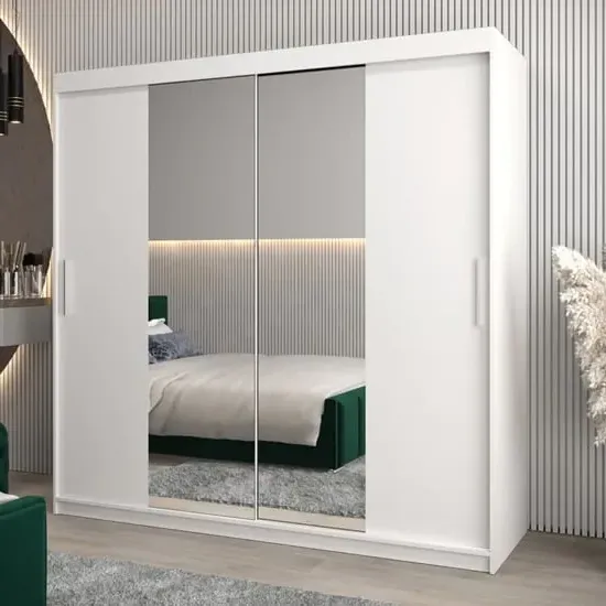 Tavira I Mirrored Wardrobe 2 Sliding Doors - White