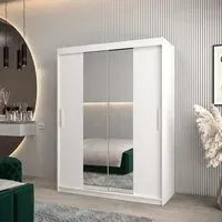 Tavira I Mirrored Wardrobe 2 Sliding Doors - White