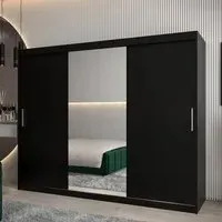 Tavira I Mirrored Wardrobe 3 Sliding Doors - Black