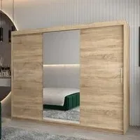 Tavira I Mirrored Wardrobe 3 Sliding Doors - Sonoma Oak