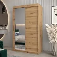 Tavira II Mirrored Wardrobe 2 Sliding Doors - Artisan Oak