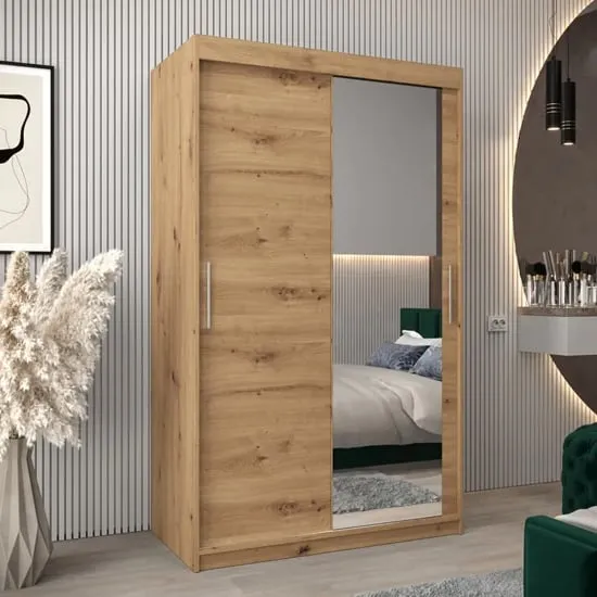 Tavira II Mirrored Wardrobe 2 Sliding Doors - Artisan Oak