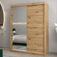 Tavira II Mirrored Wardrobe 2 Sliding Doors - Artisan Oak