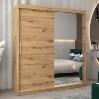 Tavira II Mirrored Wardrobe 2 Sliding Doors - Artisan Oak