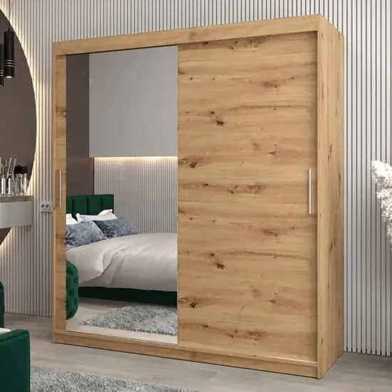 Tavira II Mirrored Wardrobe 2 Sliding Doors - Artisan Oak