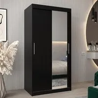 Tavira II Mirrored Wardrobe 2 Sliding Doors - Black