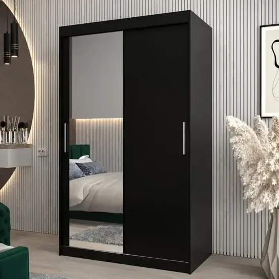 Tavira II Mirrored Wardrobe 2 Sliding Doors - Black