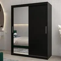 Tavira II Mirrored Wardrobe 2 Sliding Doors - Black