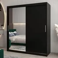 Tavira II Mirrored Wardrobe 2 Sliding Doors - Black
