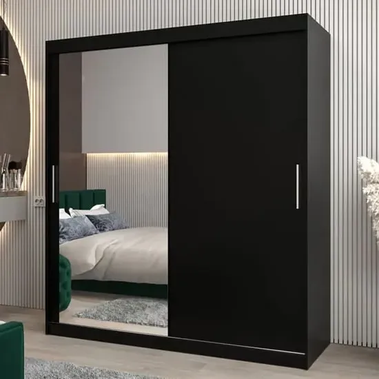 Tavira II Mirrored Wardrobe 2 Sliding Doors - Black