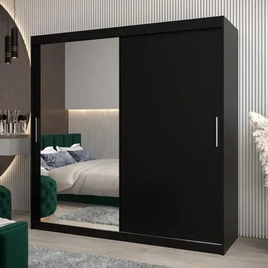Tavira II Mirrored Wardrobe 2 Sliding Doors - Black