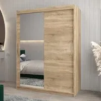 Tavira II Mirrored Wardrobe 2 Sliding Doors - Sonoma Oak