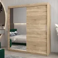Tavira II Mirrored Wardrobe 2 Sliding Doors - Sonoma Oak
